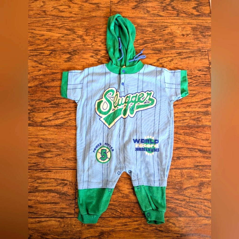 Vintage Baseball Slugger Hooded Jumpsuit‎